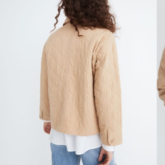 MADEWELL Desert Dune Tan Quilted Lightspun Cotton Cropped Jacket - Picture 3 of 16